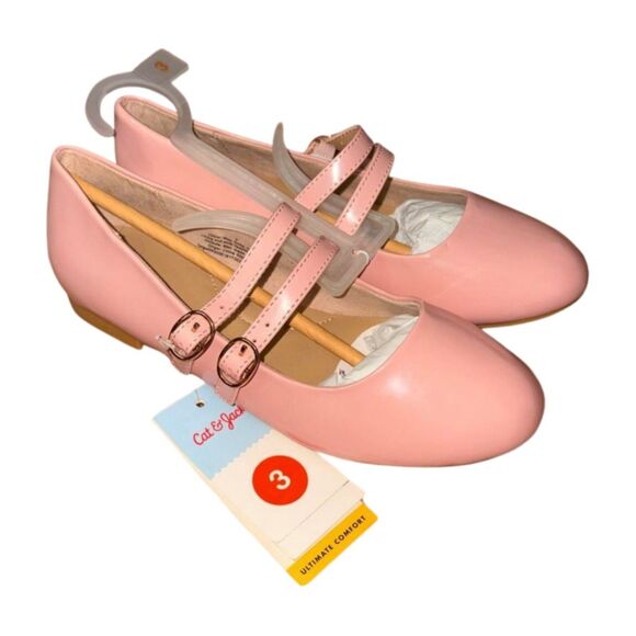 Cat & Jack Other - Cat & Jack Kids Amelia Double Buckle Mary Jane Flats Blush Size 3 NWT